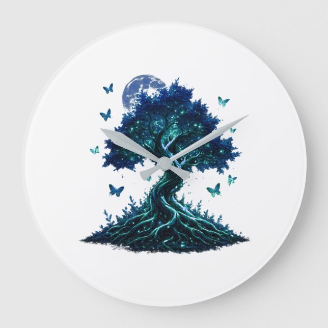 Reloj Redondo Grande Sapphire Moon Tree Wall Clock (Anverso)