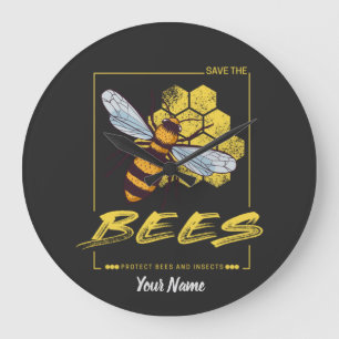 Reloj Redondo Grande Save the Bees for Beekeeper and Apiarist