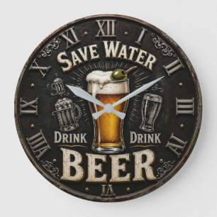 Reloj Redondo Grande Save Water Drink Beer Man Cave Gift