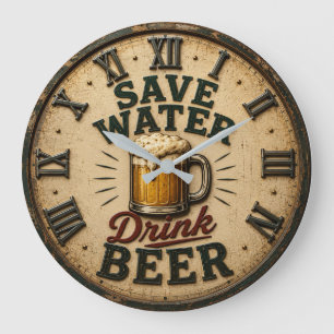 Reloj Redondo Grande Save Water Drink Beer Man Cave Gift