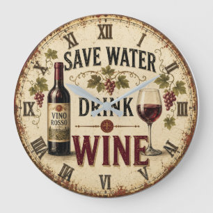 Reloj Redondo Grande Save Water Drink Wine
