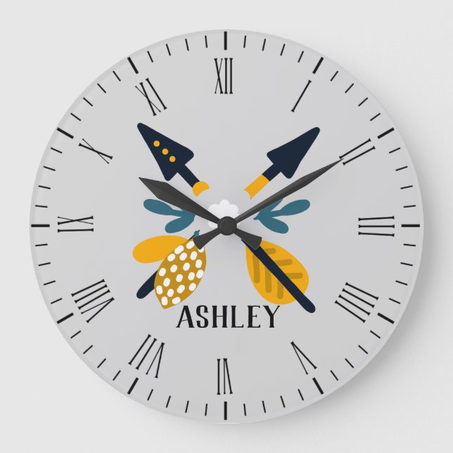 Reloj Redondo Grande Scandinavian Arrows Personalized (Anverso)