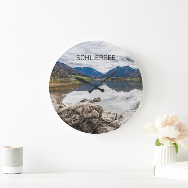 Reloj Redondo Grande Schliersee Bavaria Lake Germany Panorama Souvenir (Hogar)
