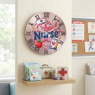 Reloj Redondo Grande School Nurse Cute Apple Stethoscope Medical