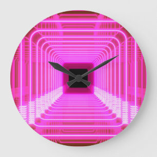 Reloj Redondo Grande Sci-Fi Retro 3D: Ilustracion De Arte Pop