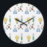 Reloj Redondo Grande Science of Life<br><div class="desc">Design depicting aspects of science and innovation - perfect gift for any science geek!</div>