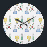 Reloj Redondo Grande Science of Life<br><div class="desc">Design depicting aspects of science and innovation - perfect gift for any science geek!</div>