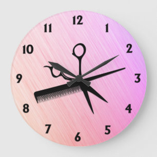 Reloj Redondo Grande Scissor and Comb Pink