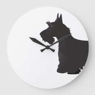 Reloj Redondo Grande Scottie Scottish Terrier Basic Breed SIlhouette