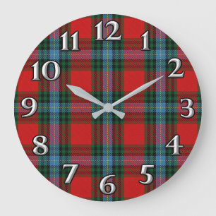 Reloj Redondo Grande Scottish Accents Clan MacLea Livingstone Tartan