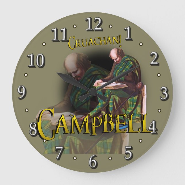 Reloj Redondo Grande Scottish Campbell Tartan (Anverso)