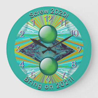 Reloj Redondo Grande Screw 2020 -Bring on 2021-Rays on Planets Abstract