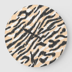 Reloj Redondo Grande Scribble Zebra Leopard: Piel Vintage