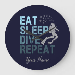 Reloj Redondo Grande Scuba Diving Eat Sleep Dive Repeat saying