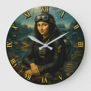 Reloj Redondo Grande Scuba Diving Funny Mona Lisa Underwater Adventure 