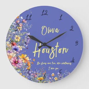 Reloj Redondo Grande Sé fuerte y libre, como las flores silvestres   Fl
