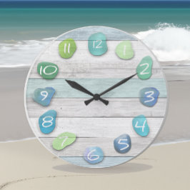 Reloj Redondo Grande Sea Glass Beach Driftwood