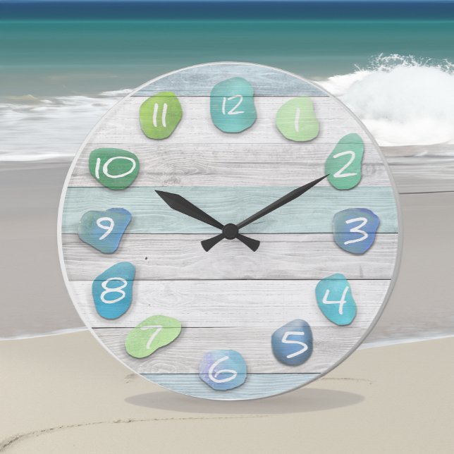Reloj Redondo Grande Sea Glass Beach Driftwood (Subido por el creador)