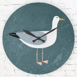 Reloj Redondo Grande Seagull Nautical<br><div class="desc">Una gaviota descarada frente al verde azulado océano verde. Perfecto para tu barco de playa o para los amantes de la costa.</div>