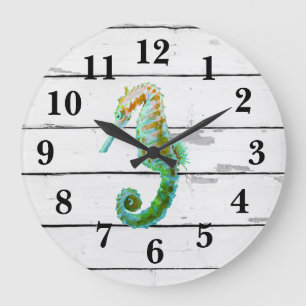 Reloj Redondo Grande Seahorse Beach Decor Rustic Shiplap