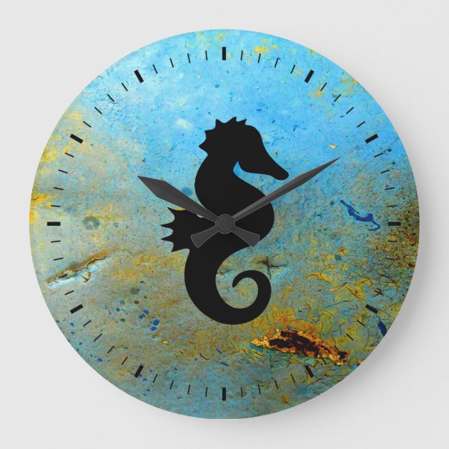 Reloj Redondo Grande Seahorse Silhouette (Anverso)