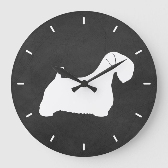 Reloj Redondo Grande Sealyham Terrier Silhouette (Anverso)