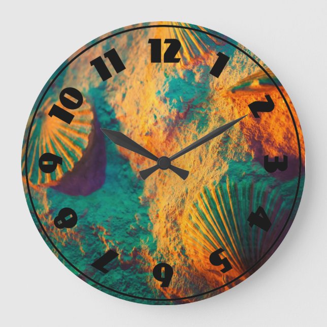 Reloj Redondo Grande Seashells and Sand (Anverso)