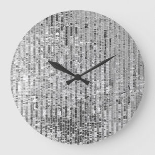 Reloj Redondo Grande Secuencias plateadas, fondo glamoroso y transparen