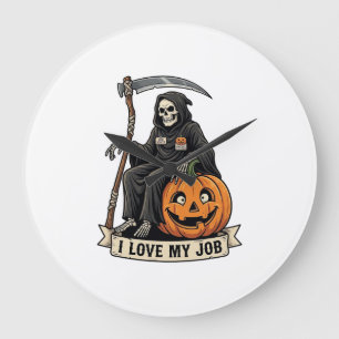 Reloj Redondo Grande Segador de la Muerte de Trabajo de Amor Calabaza d