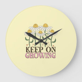 Reloj Redondo Grande Seguir Creciendo Las Citas Positivas Flores Retro