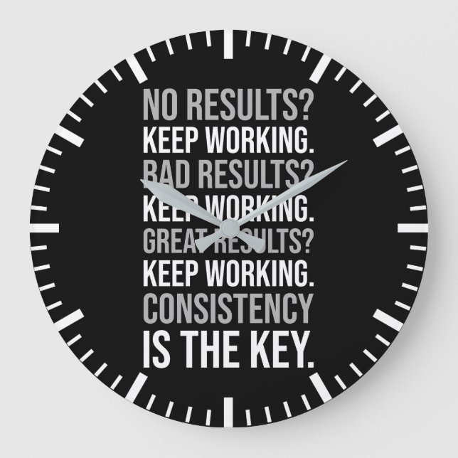 Reloj Redondo Grande Seguir trabajando - Gimnasio, agitación, éxito, mo (Anverso)