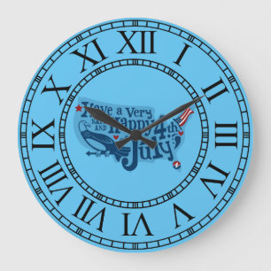 Reloj Redondo Grande Seguro Y Feliz 4 De Julio