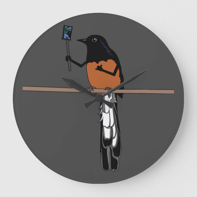 Reloj Redondo Grande Selfie hawaiano de aves shama  (Anverso)