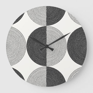 Reloj Redondo Grande Semicírculos geométricos: patrón simple.