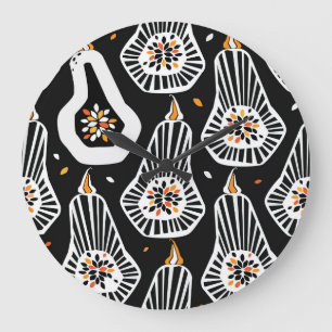 Reloj Redondo Grande Semillas estilizadas de calabazas: diseño sin inco