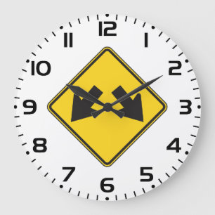 Reloj Redondo Grande Señal de carretera de advertencia de dos flechas h