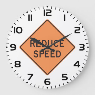 Reloj Redondo Grande Señal de carretera de diamante naranja Reducir vel