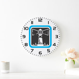 Reloj Redondo Grande Señal de faro audaz con icono de olas oceánicas