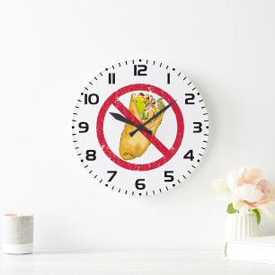 Reloj Redondo Grande Señal de No se Permiten Burritos Humorística Prohi