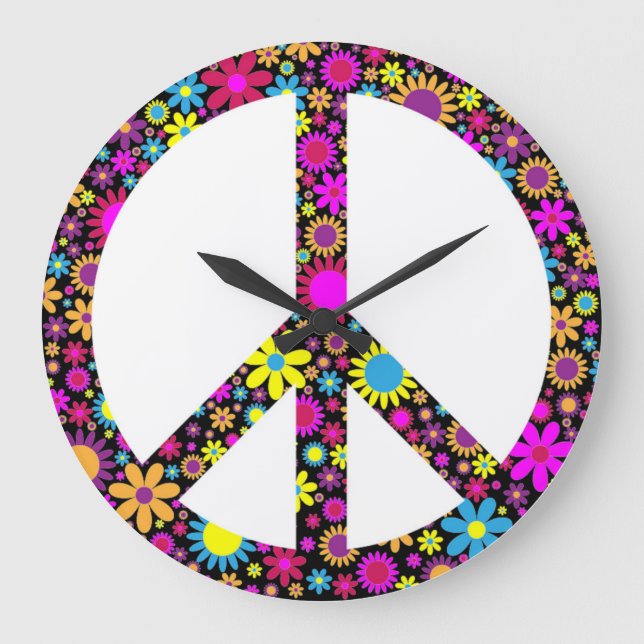 RELOJ REDONDO GRANDE SEÑAL DE PAZ DE FLORAL GROOVY (Anverso)