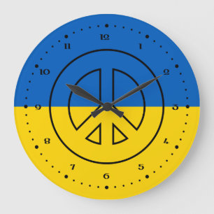 Reloj Redondo Grande señal de paz de la bandera ucraniana