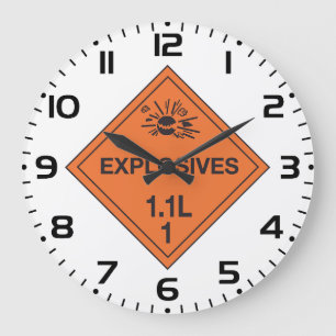 Reloj Redondo Grande Señal de peligro de explosivos de clase 1.1L