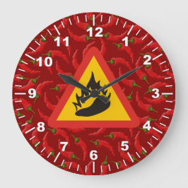 Reloj Redondo Grande Señal de peligro de pimienta caliente