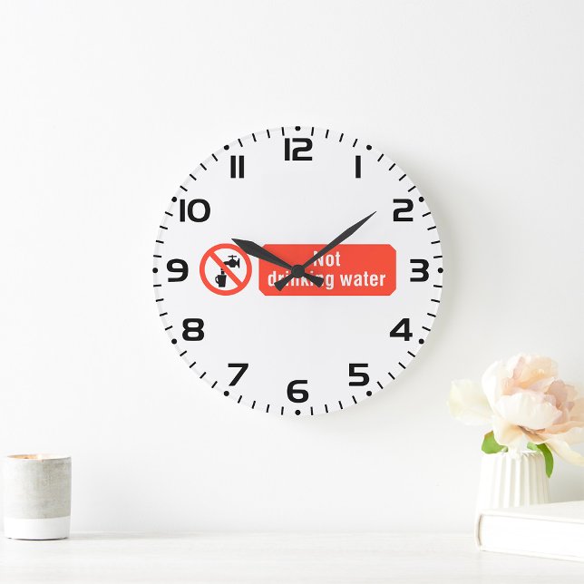 Reloj Redondo Grande Señal de seguridad de agua no potable (Subido por el creador)