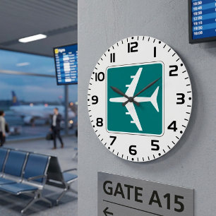Reloj Redondo Grande Señal de símbolo de aeropuerto Icono de viaje en a