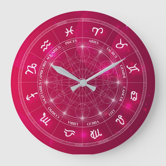 Reloj Redondo Grande Señales de estrella de rueda de astrología (Anverso)