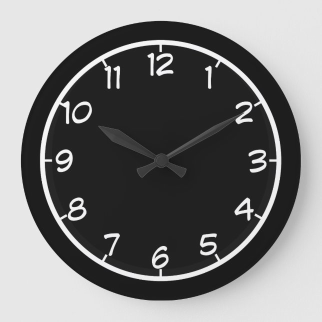 Reloj Redondo Grande Sencillamente Blanco Y Negro (Anverso)