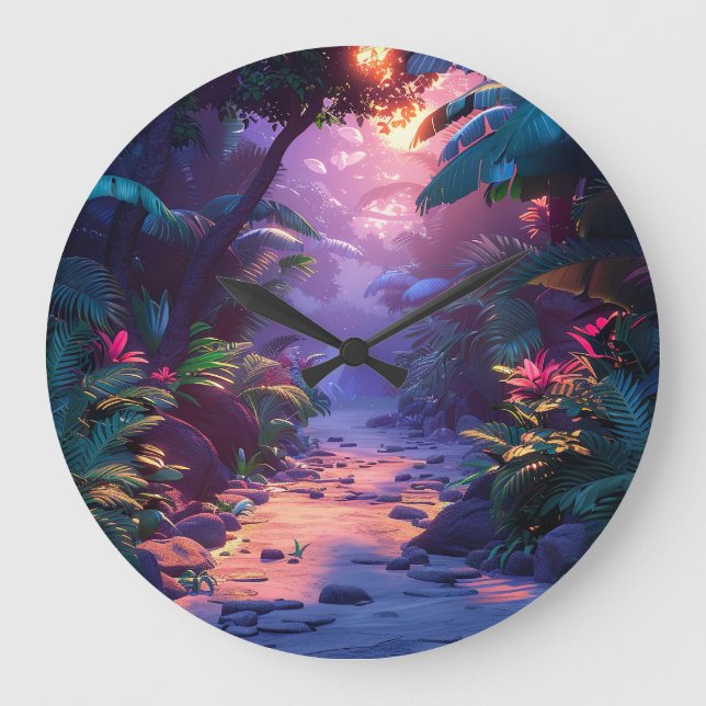 Reloj Redondo Grande Sendero tropical hawaiano (Anverso)