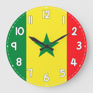 Reloj Redondo Grande Senegal Flag Wall Clock – Stylish Patriotic Decor 