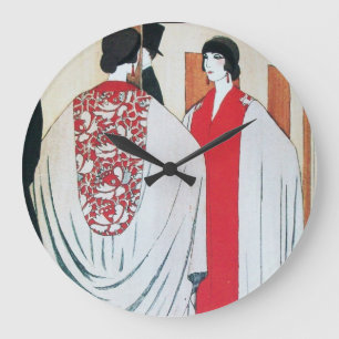 Reloj Redondo Grande SEÑORA DE LA MODA Art Déco ESPEJO